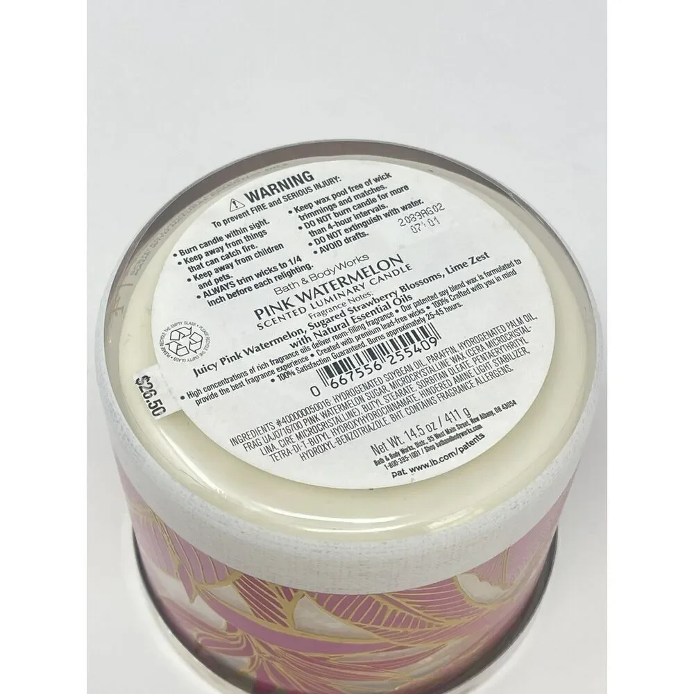 Bath & Body Works 3 Wick Scented Candle PINK WATERMELON 14.5 oz
